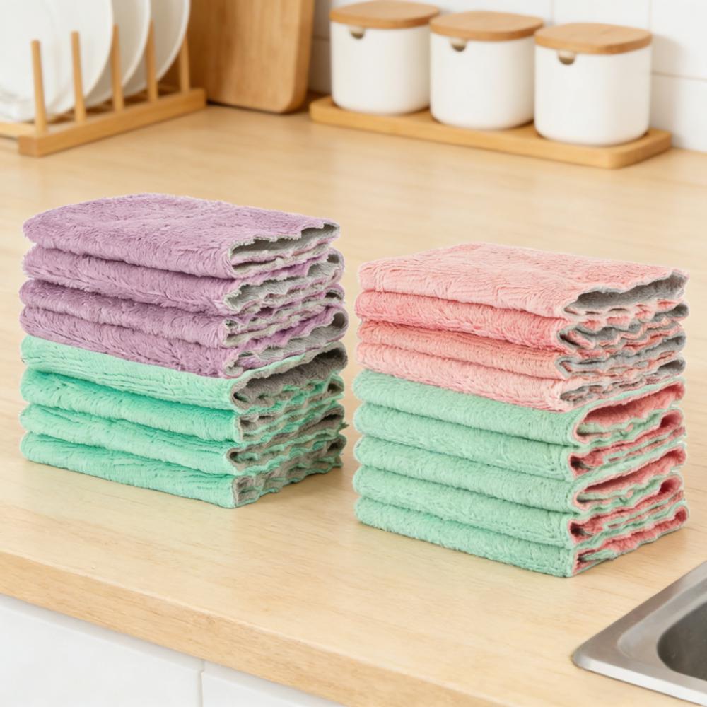 17-Piece Coral Velvet Dishcloth Set (4 Colors, 6×10in)