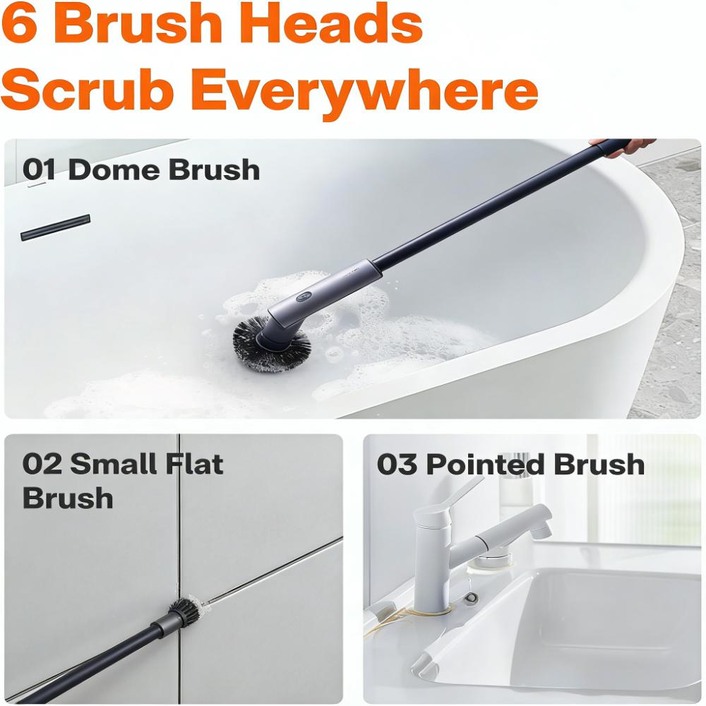6-in-1 Cordless Electric Spin Scrubber (51in Extendable Handle)