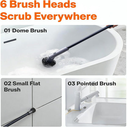 6-in-1 Cordless Electric Spin Scrubber (51in Extendable Handle)