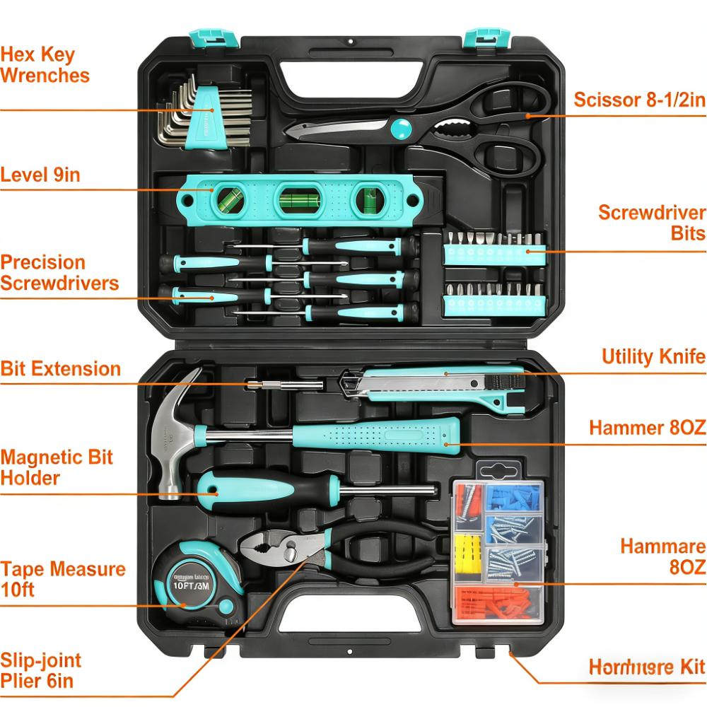 142-Piece Household Tool Kit (All-In-One with Organized Storage Case)