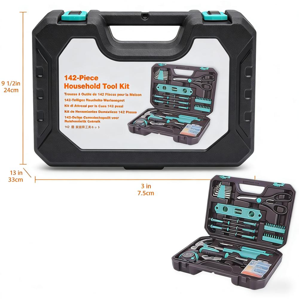 142-Piece Household Tool Kit (All-In-One with Organized Storage Case)